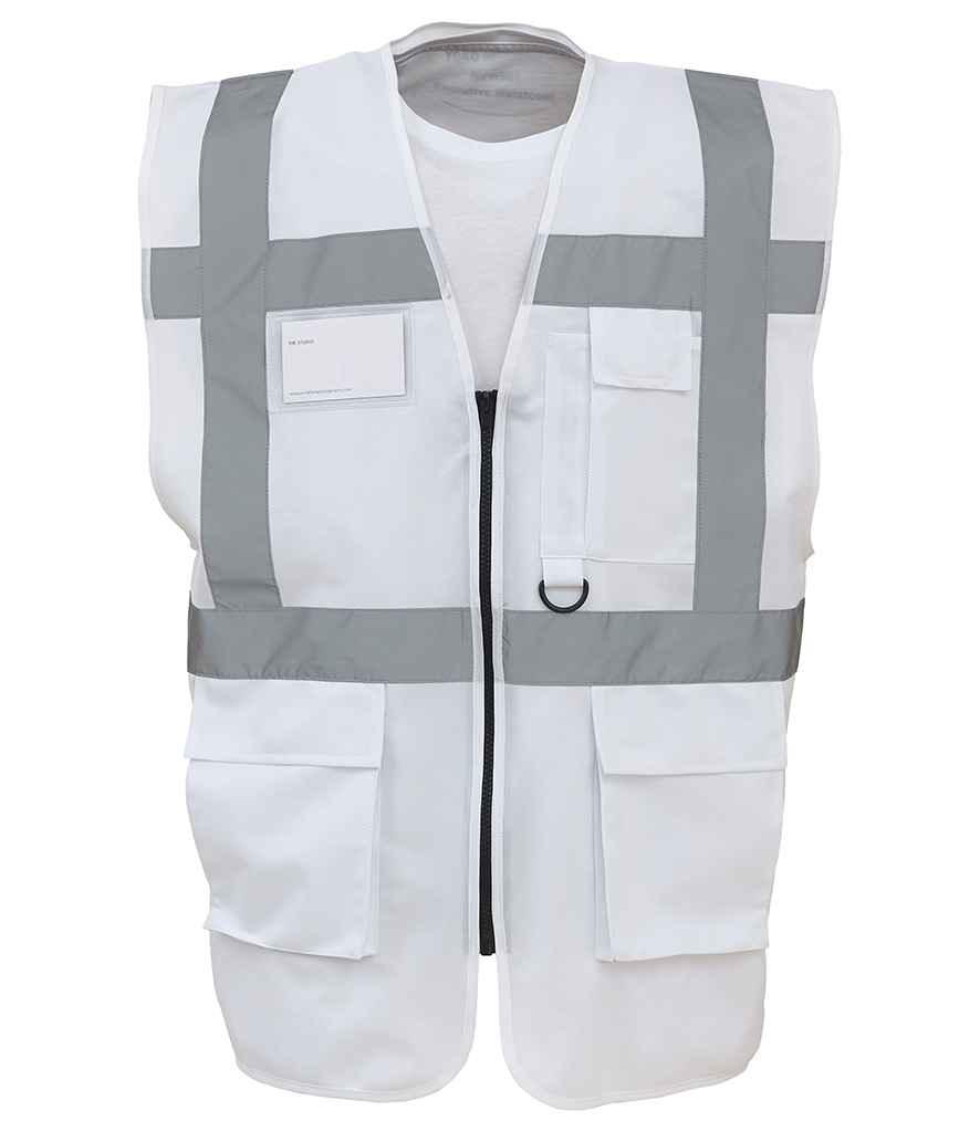 Yoko Executive Waistcoat | White Waistcoat Yoko hi-vis, Hi-vis Adult, Hi-vis Reflective Border Kids Waistcoat, Hi-vis Tops, Hi-Viz Premium P.E. Bag, style-yk103, workwear, Yoko Schoolwear Centres