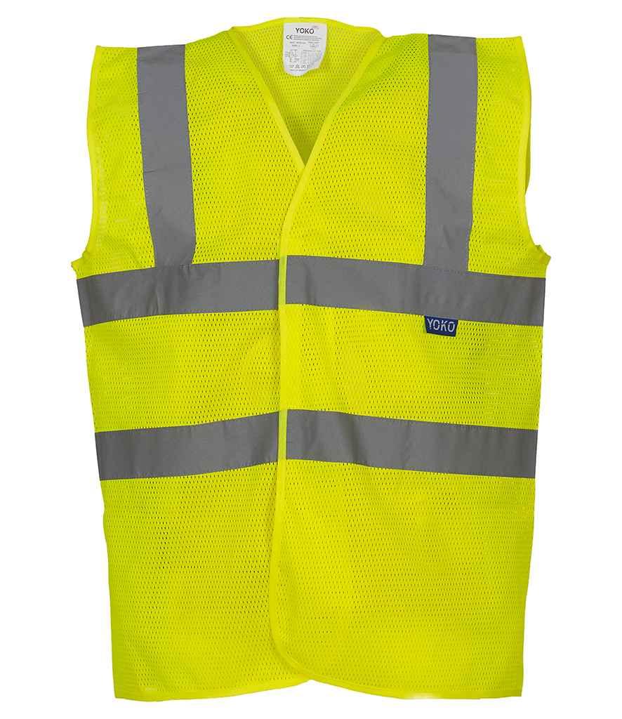 Yoko Top Cool Open Mesh Waistcoat | Yellow Waistcoat Yoko hi-vis, Hi-vis Adult, Hi-vis Reflective Border Kids Waistcoat, Hi-vis Tops, Hi-Viz Premium P.E. Bag, style-yk104, workwear, Yoko Schoolwear Centres