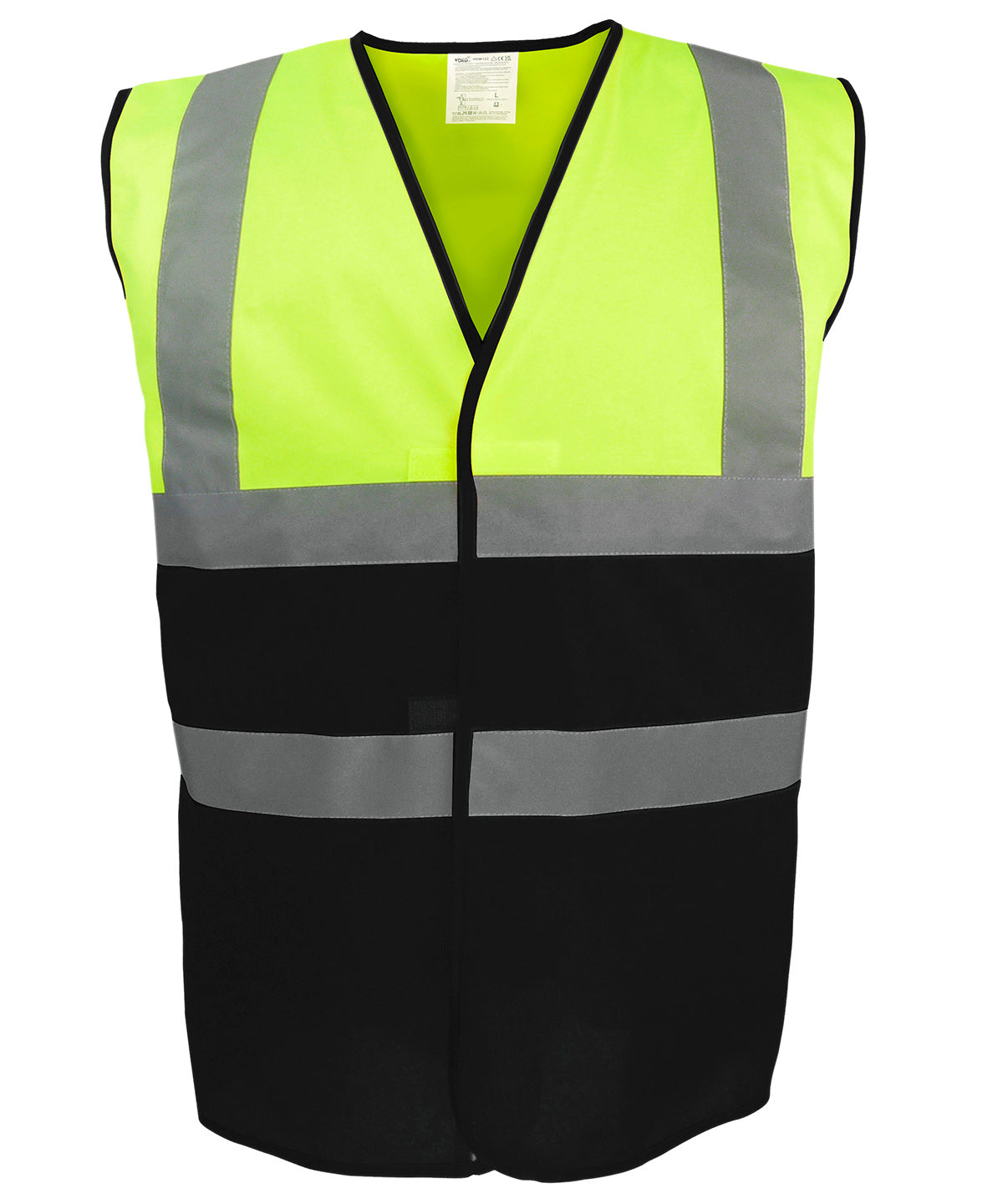 Hi-vis Yellow/Black - Hi-vis two-tone waistcoat (HVW122) Waistcoats Yoko New Styles for 2023, Organic & Conscious, Plus Sizes Schoolwear Centres
