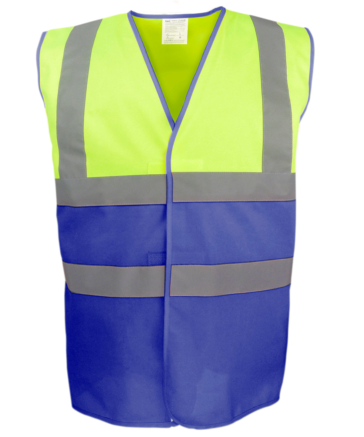Hi-vis Yellow/Royal Blue - Hi-vis two-tone waistcoat (HVW122) Waistcoats Yoko New Styles for 2023, Organic & Conscious, Plus Sizes Schoolwear Centres