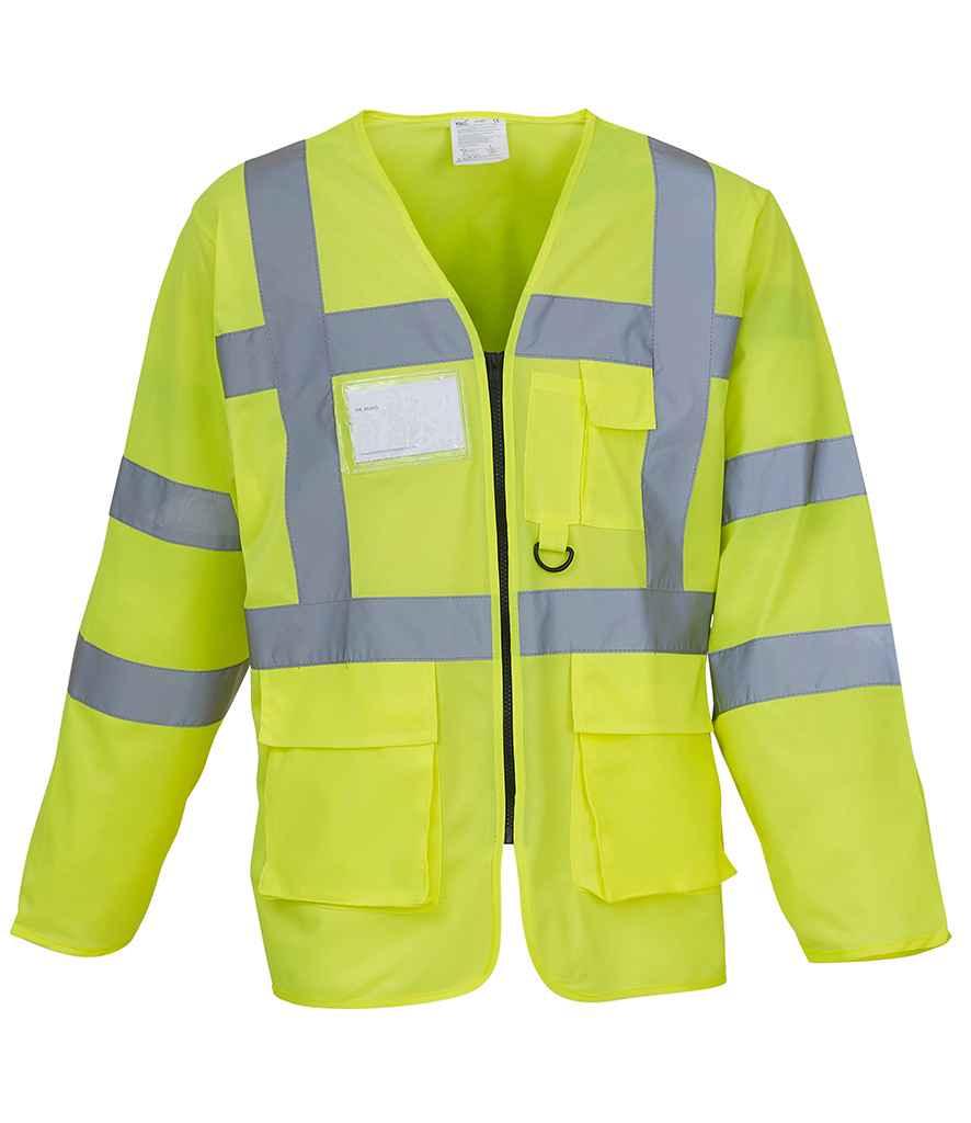 Yoko Hi-Vis Executive Long Sleeve Waistcoat | Yellow Waistcoat Yoko hi-vis, Hi-vis Adult, Hi-vis Reflective Border Kids Waistcoat, Hi-vis Tops, Hi-Viz Premium P.E. Bag, style-yk108, workwear, Yoko Schoolwear Centres