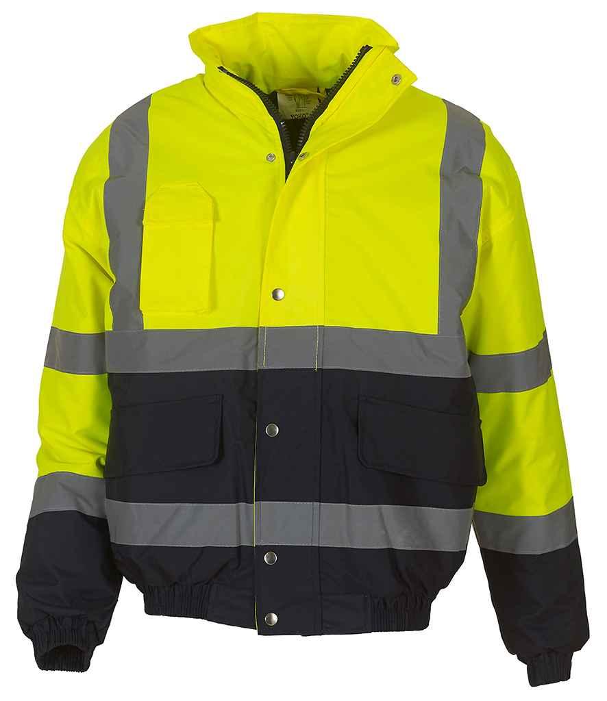 Yoko Hi-Vis Two Tone Bomber Jacket | Yellow/Navy Jacket Yoko hi-vis, Hi-vis Adult, Hi-vis Reflective Border Kids Waistcoat, Hi-vis Tops, Hi-Viz Premium P.E. Bag, style-yk201, workwear, Yoko Schoolwear Centres