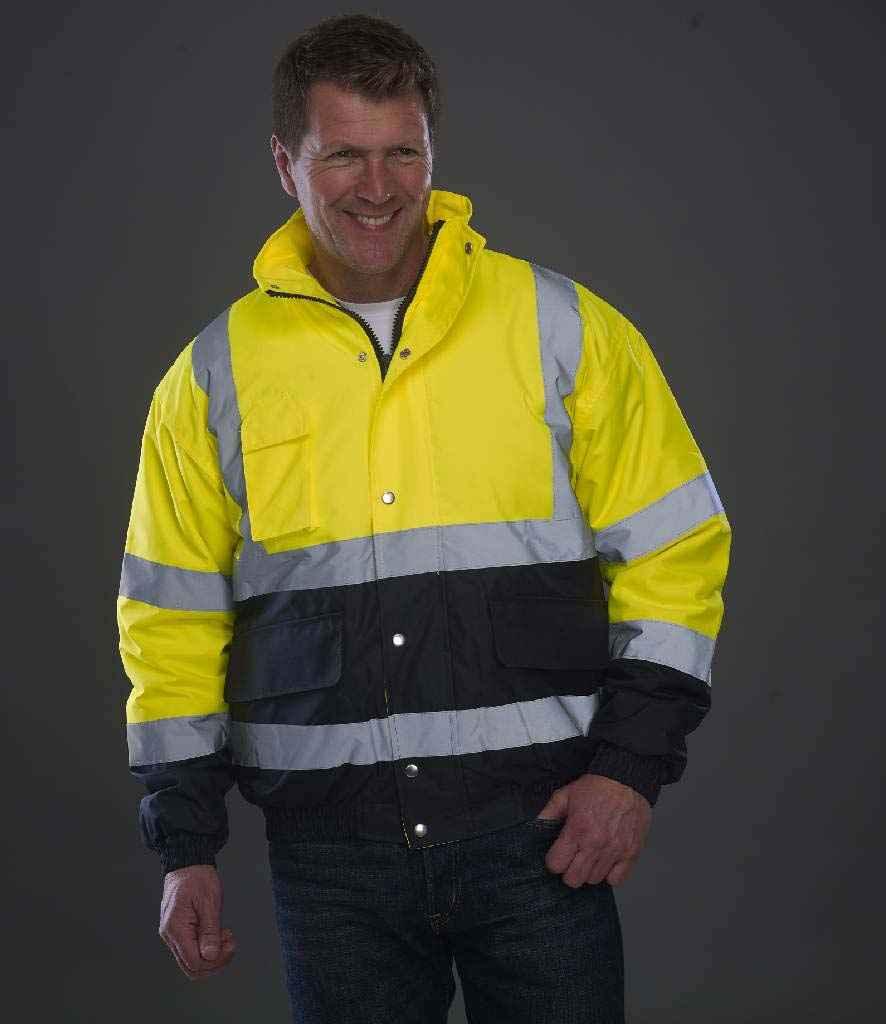 Yoko Hi-Vis Two Tone Bomber Jacket | Yellow/Navy Jacket Yoko hi-vis, Hi-vis Adult, Hi-vis Reflective Border Kids Waistcoat, Hi-vis Tops, Hi-Viz Premium P.E. Bag, style-yk201, workwear, Yoko Schoolwear Centres