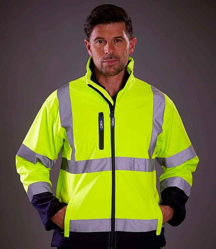 Yoko Hi-Vis Soft Shell Jacket | Yellow/Navy Soft Shell Yoko hi-vis, Hi-vis Adult, Hi-vis Reflective Border Kids Waistcoat, Hi-vis Tops, Hi-Viz Premium P.E. Bag, style-yk206, workwear, Yoko Schoolwear Centres