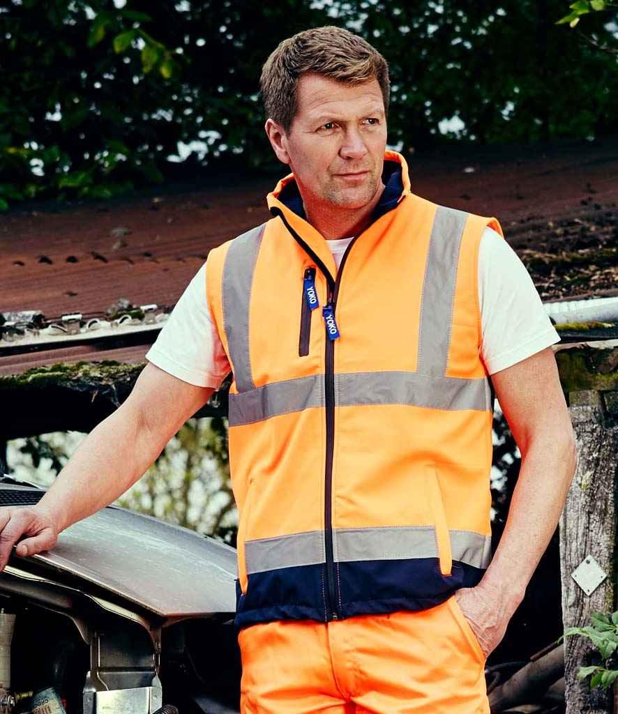 Yoko Hi-Vis Soft Shell Gilet | Orange/Navy Gilet Yoko hi-vis, Hi-vis Adult, Hi-vis Reflective Border Kids Waistcoat, Hi-vis Tops, Hi-Viz Premium P.E. Bag, style-yk207, workwear, Yoko Schoolwear Centres