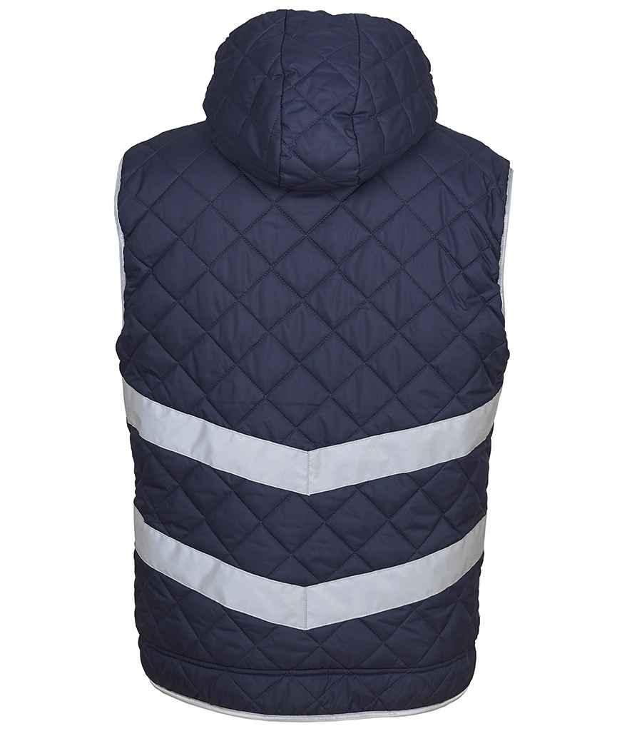 Yoko Hi-Vis Kensington Hooded Gilet | Navy Gilet Yoko hi-vis, Hi-vis Adult, Hi-vis Reflective Border Kids Waistcoat, Hi-vis Tops, Hi-Viz Premium P.E. Bag, style-yk216, workwear, Yoko Schoolwear Centres
