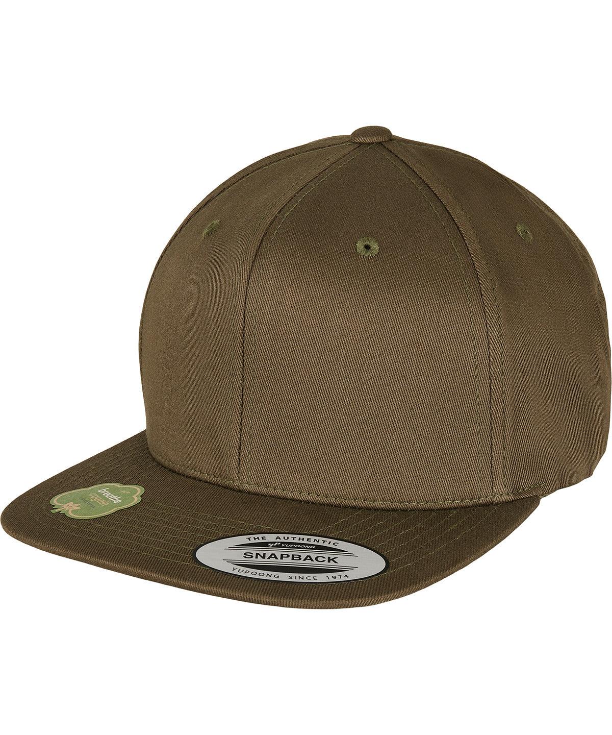 Burnt Olive - Organic cotton snapback (6089OC) Flexfit by Yupoong  HeadwearMust HavesNew Colours for 2023Organic & ConsciousRebrandable