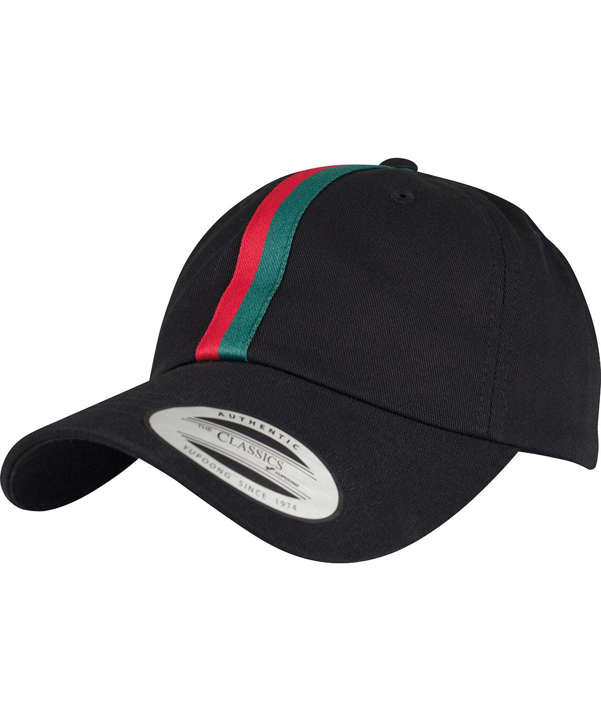 White/Fire Red/Green - Stripe dad hat (6245DS) | Schoolwear Centres