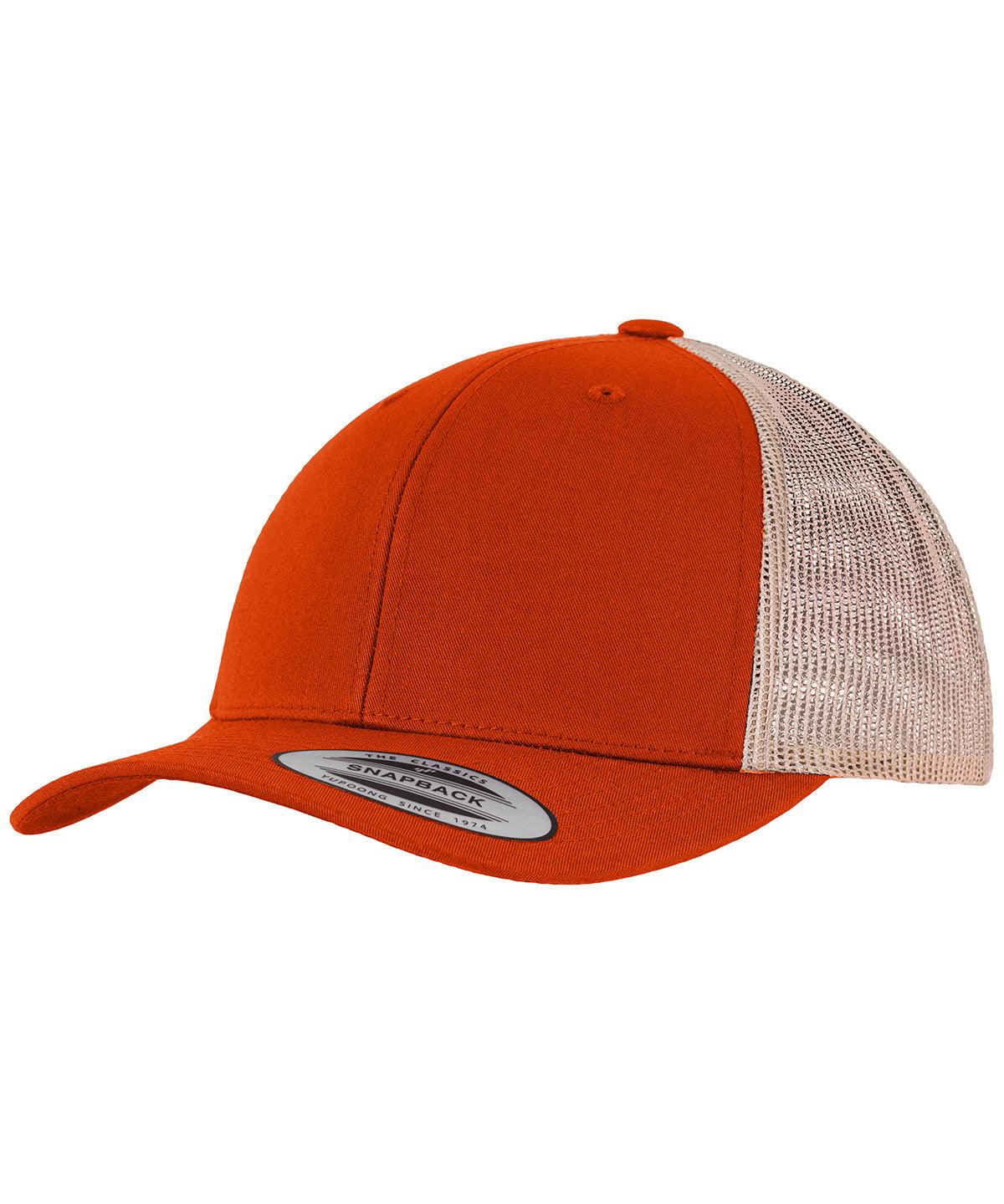 Rustic Orange/Khaki - Retro trucker 2-tone (6606T) Caps Flexfit by Yupoong Headwear, New Styles for 2023 Schoolwear Centres