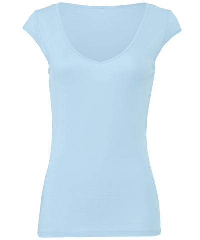 Sheer mini rib v-neck t-shirt