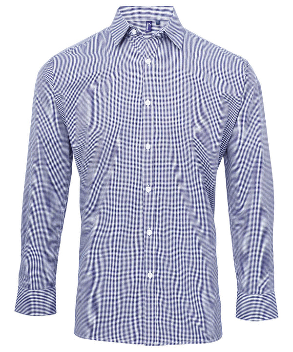 Microcheck (Gingham) long sleeve cotton shirt