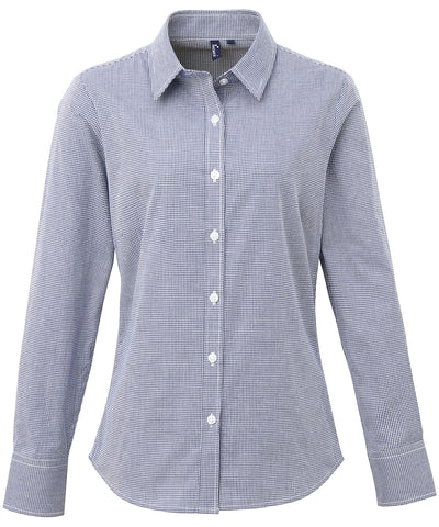 Women's Microcheck (Gingham) long sleeve cotton shirt