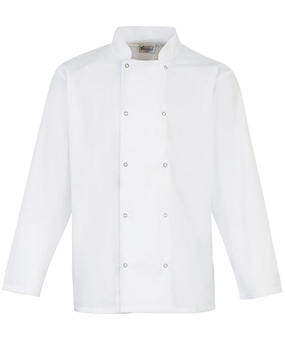 Studded front long sleeve chef's jacket