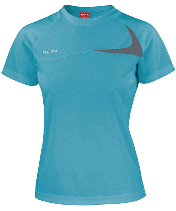 Aqua/Grey - Women's Spiro dash training shirt T-Shirts Spiro Activewear & Performance, Sports & Leisure, T-Shirts & Vests, Women's Fashion Schoolwear Centres