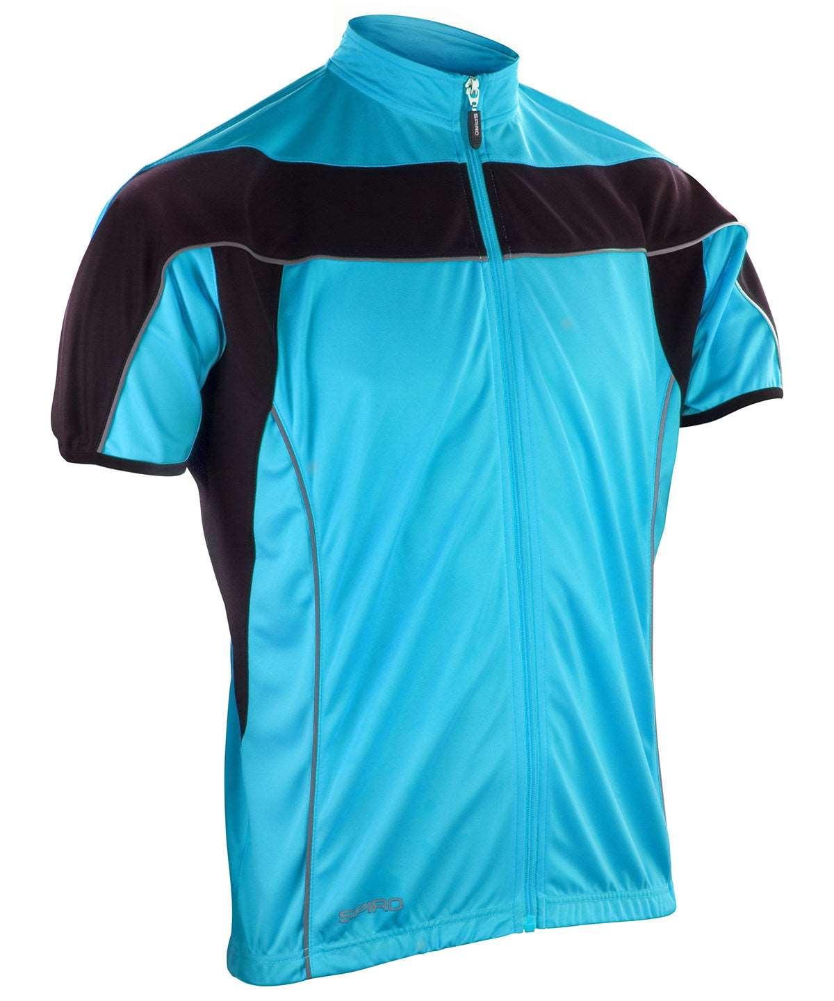 Aqua/Black - Spiro bikewear full-zip top Jackets Spiro Activewear & Performance, Hyperbrights and Neons, Sports & Leisure, UPF Protection Schoolwear Centres