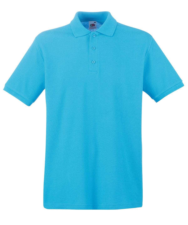 Azure Blue - Premium polo Polos Fruit of the Loom 2022 Spring Edit, Fruit of the Loom Polos, Must Haves, New Colours For 2022, Plus Sizes, Polos & Casual, Raladeal - Recently Added Schoolwear Centres