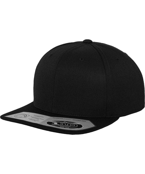Black - 110 fitted snapback (110) Caps Flexfit by Yupoong Headwear, New Colours for 2023, Rebrandable Schoolwear Centres