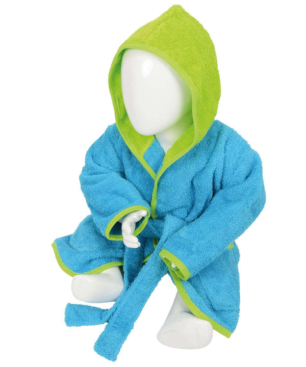 Aqua Blue/Lime Green - ARTG® Babiezz® hooded bathrobe Robes A&R Towels Baby & Toddler, Gifting & Accessories, Homewares & Towelling, Must Haves Schoolwear Centres