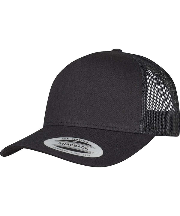 Black - 5-Panel retro trucker cap (6506) Caps Flexfit by Yupoong Headwear, Rebrandable Schoolwear Centres