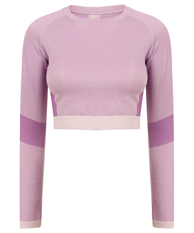 Women's seamless panelled long sleeve crop top