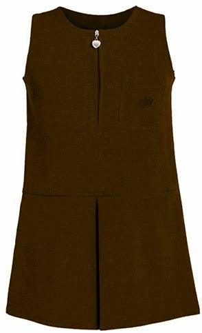 Cherry-Pocket-Pinafore-Heart-Zip | Grey | Black  | Navy Blue | Brown | Bottle - Schoolwear Centres | School Uniform Centres