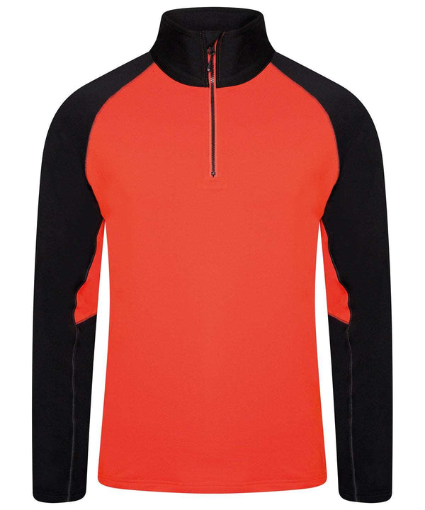 Amber Glow/Black - Fuser 1/4 zip core stretch Sports Overtops Dare 2B Jackets - Fleece, New For 2021, New In Autumn Winter, New In Mid Year, Recycled Schoolwear Centres