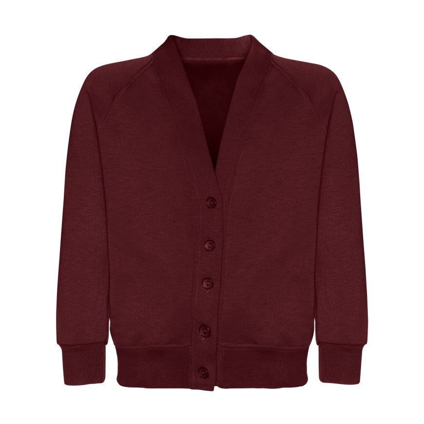 Hamstel Junior School Uniform | Maroon Sweat Cardigans | with School Logo - Schoolwear Centres | School Uniforms near me