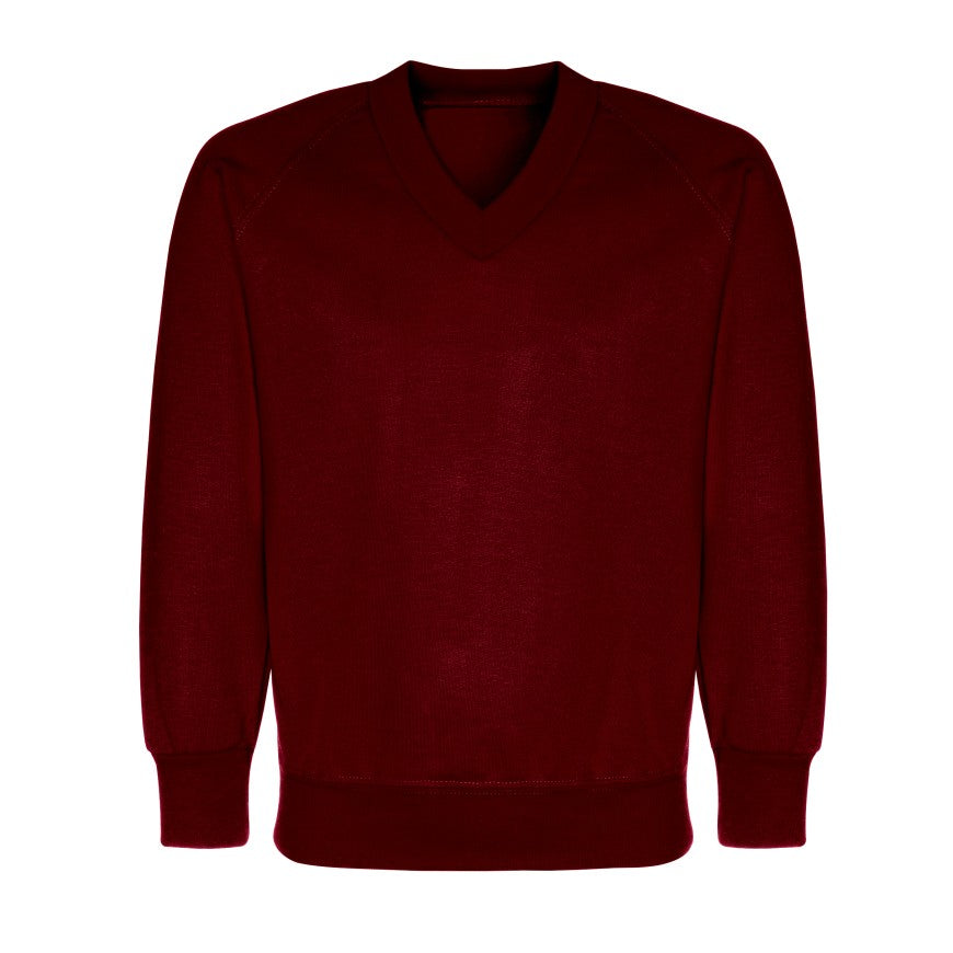 Hamstel Junior School Maroon V-neck Sweatshirts / School Logo - Schoolwear Centres | School Uniforms near me