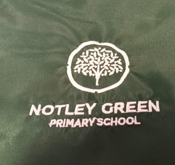 Notley Green Primary School Bags | Black Bookbag & Bottle P E Bag with School Logo