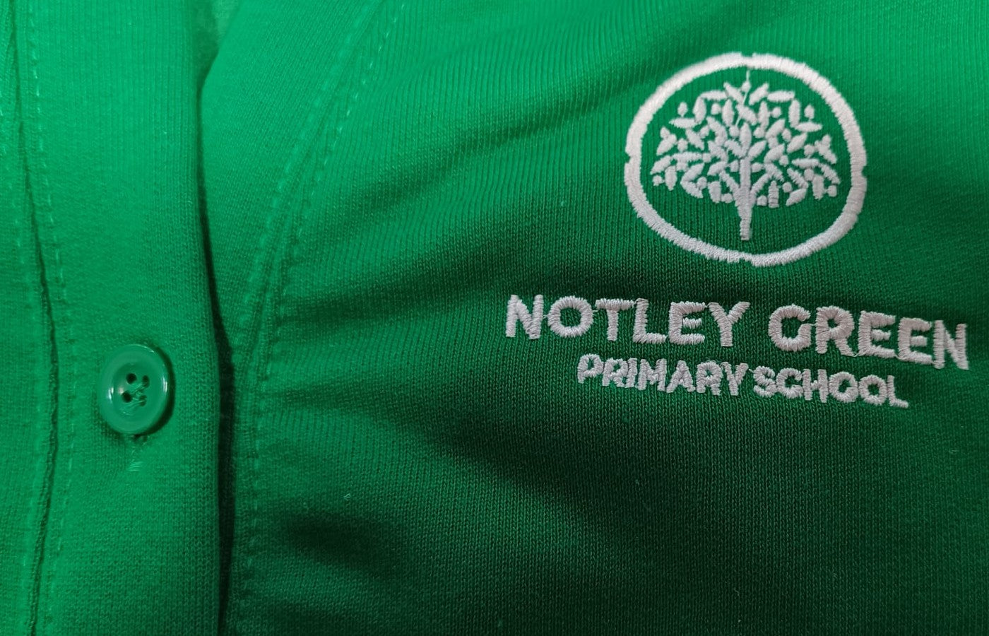 Notley Green Primary School | Emerald Sweatshirt Cardigan with School Logo - Schoolwear Centres | School Uniforms near me