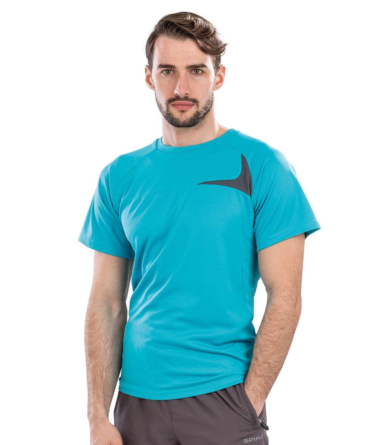 Aqua/Grey - Spiro dash training shirt T-Shirts Spiro Activewear & Performance, Plus Sizes, Sports & Leisure, T-Shirts & Vests Schoolwear Centres