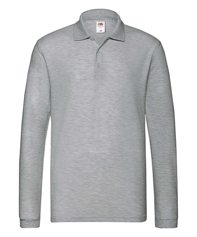 Athletic Heather - Premium long sleeve polo Polos Fruit of the Loom Fruit of the Loom Polos, Must Haves, New Colours For 2022, Plus Sizes, Polos & Casual Schoolwear Centres