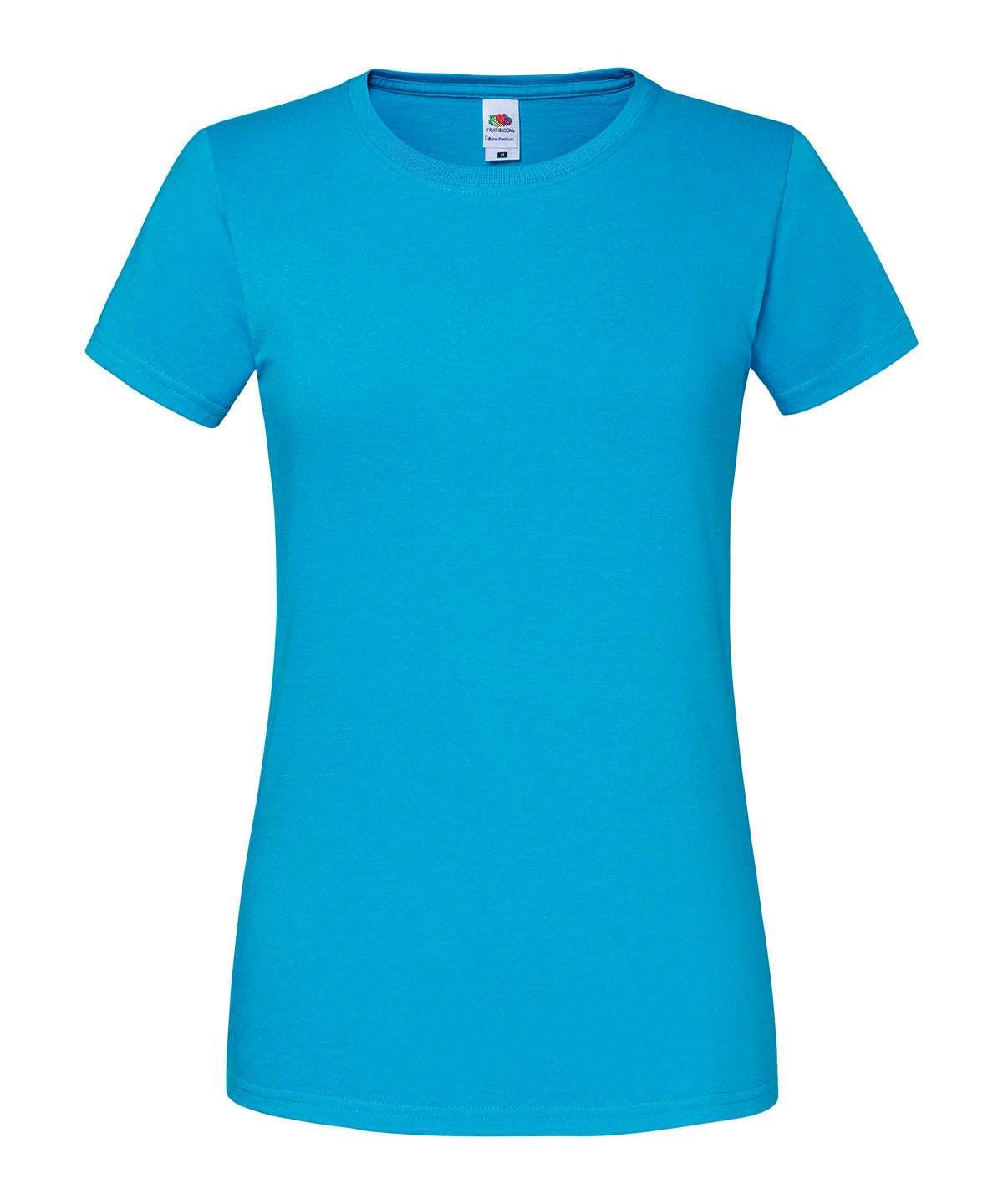 Azure Blue - Lady-fit ringspun premium t-shirt T-Shirts Fruit of the Loom New Colours for 2023, Safe to wash at 60 degrees, T-Shirts & Vests, Tees safe to wash at 60 degrees Schoolwear Centres