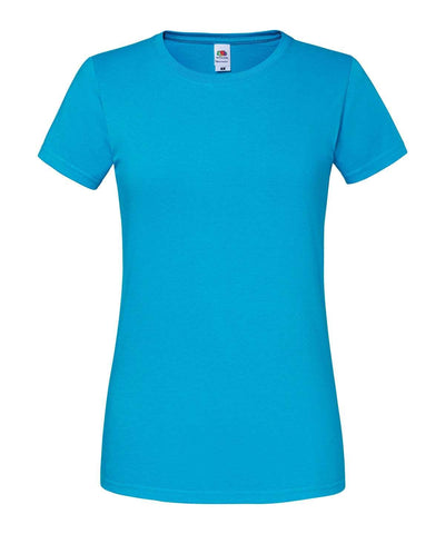 Azure Blue - Lady-fit ringspun premium t-shirt T-Shirts Fruit of the Loom New Colours for 2023, Safe to wash at 60 degrees, T-Shirts & Vests, Tees safe to wash at 60 degrees Schoolwear Centres