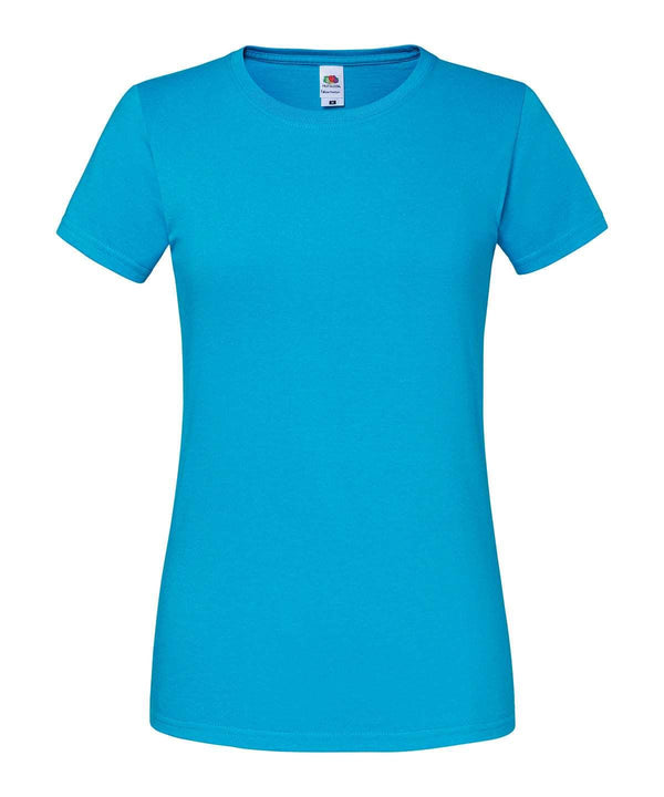 Azure Blue - Lady-fit ringspun premium t-shirt T-Shirts Fruit of the Loom New Colours for 2023, Safe to wash at 60 degrees, T-Shirts & Vests, Tees safe to wash at 60 degrees Schoolwear Centres