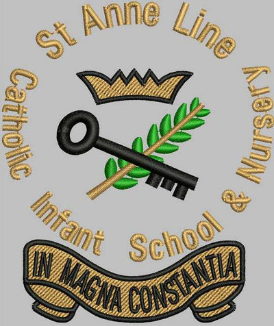 St Anne Line Catholic Infants School - White P E Top with School Logo - Schoolwear Centres | School Uniforms near me