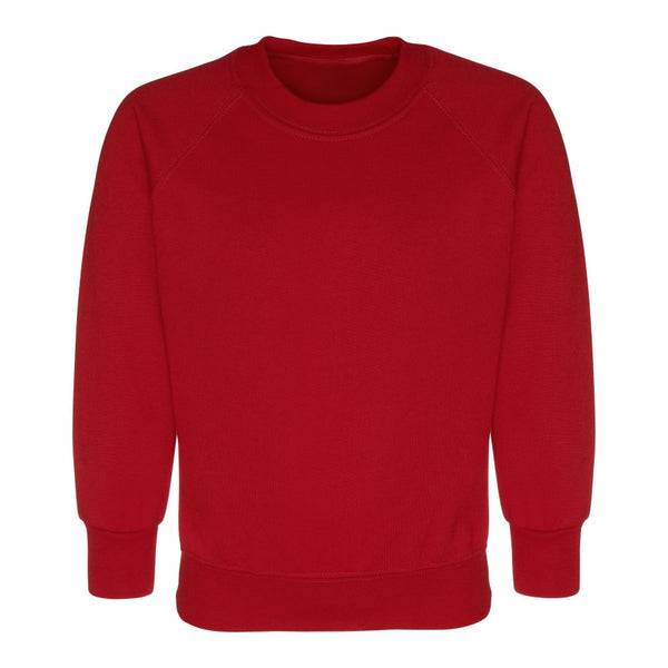 St Anne Line Catholic Infants School - Red Sweatshirt Jumper | Red Sweat Cardigan | with School Logo - Schoolwear Centres | School Uniforms near me