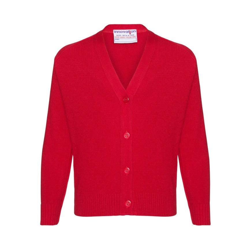 St Margaret’s Red Knitwear Cardigan with School logo