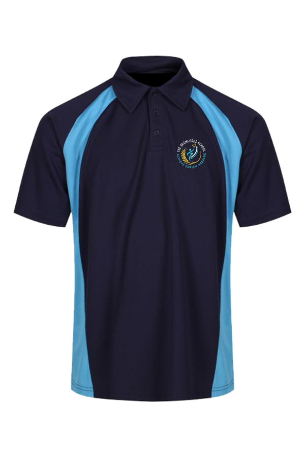 The Bromfords School | Official (new) Navy / Cyclone Blue Sports Polo Shirt with School Logo - Schoolwear Centres | School Uniforms near me