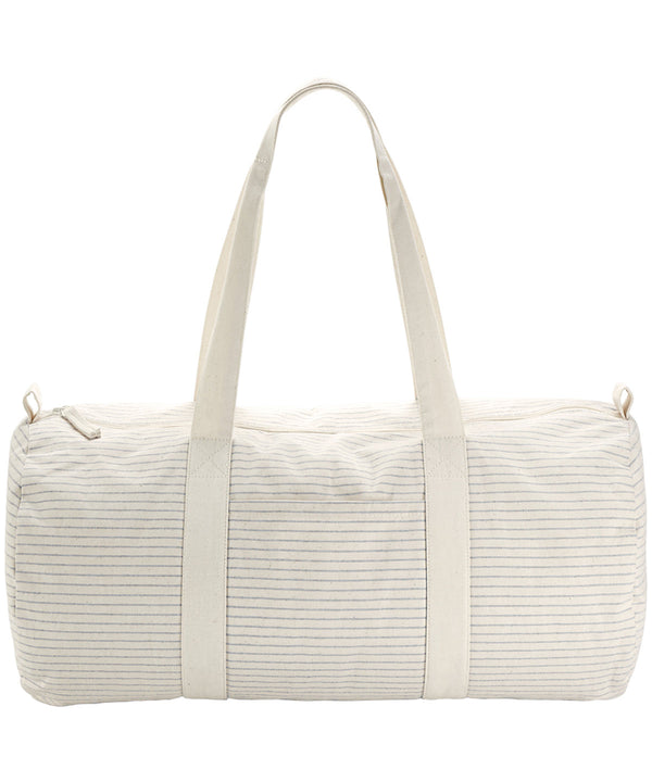 Striped organic cotton barrel bag
