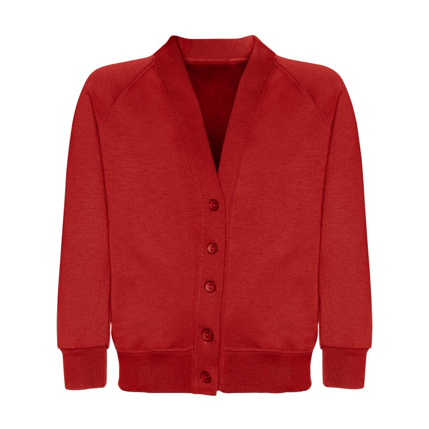St Margaret’s Red Sweatshirt Cardigan with School logo - Schoolwear Centres | School Uniforms near me