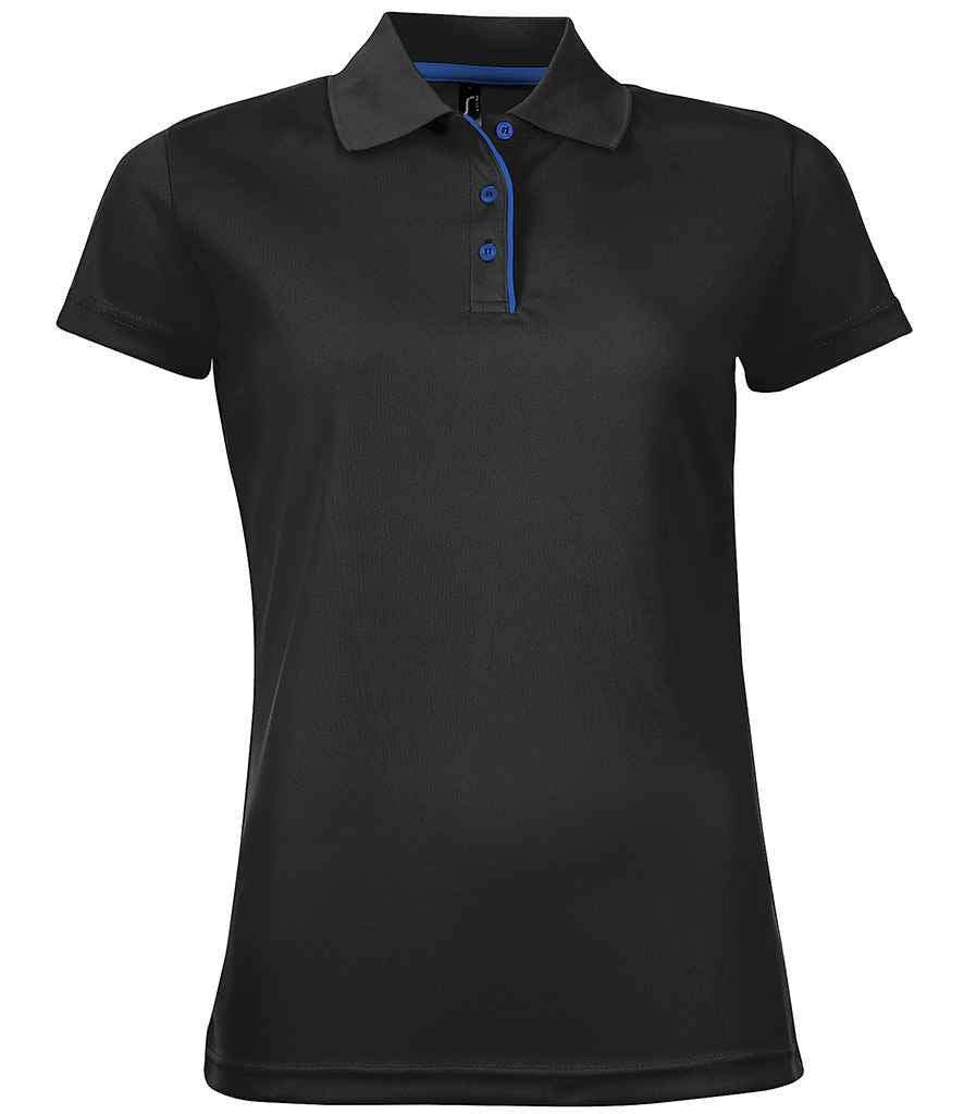 SOL'S Ladies Performer Piqué Polo Shirt | Black Polo SOL'S style-01179 Schoolwear Centres