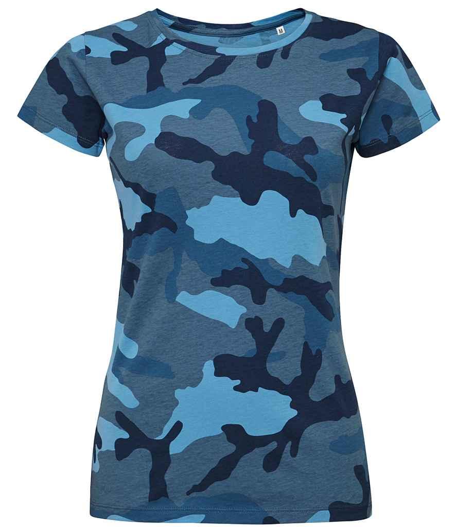 SOL'S Ladies Camo T-Shirt | Blue Camo T-Shirt SOL'S style-01187 Schoolwear Centres