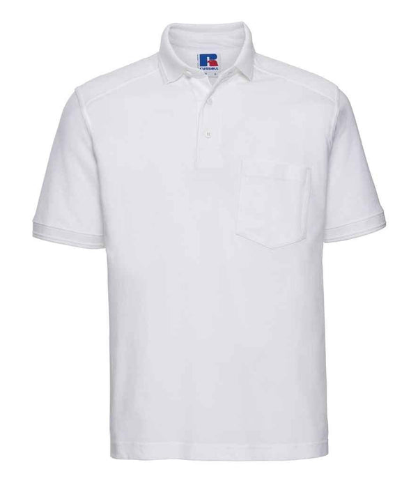 Russell Heavy Duty Piqué Polo Shirt | White Polo Russell style-011m Schoolwear Centres