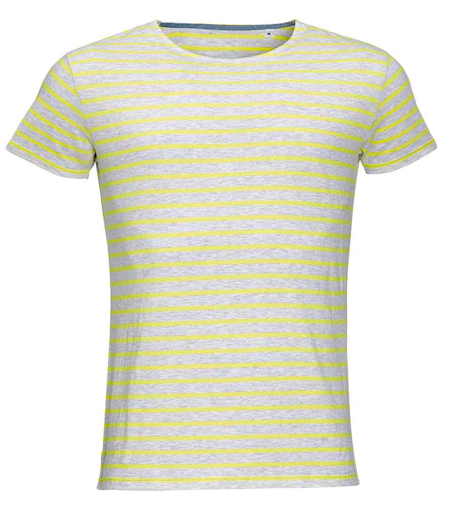SOL'S Miles Striped T-Shirt | Ash/Lemon T-Shirt SOL'S style-01398 Schoolwear Centres