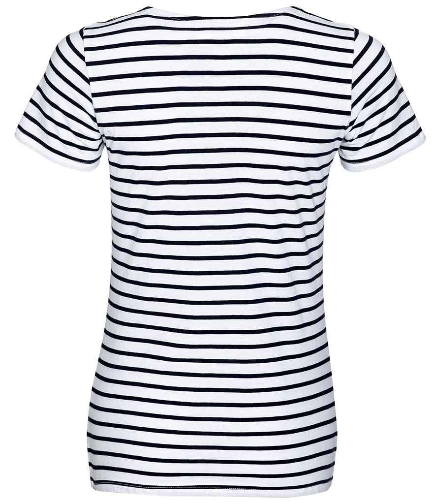 SOL'S Ladies Miles Striped T-Shirt | White/Navy T-Shirt SOL'S style-01399 Schoolwear Centres