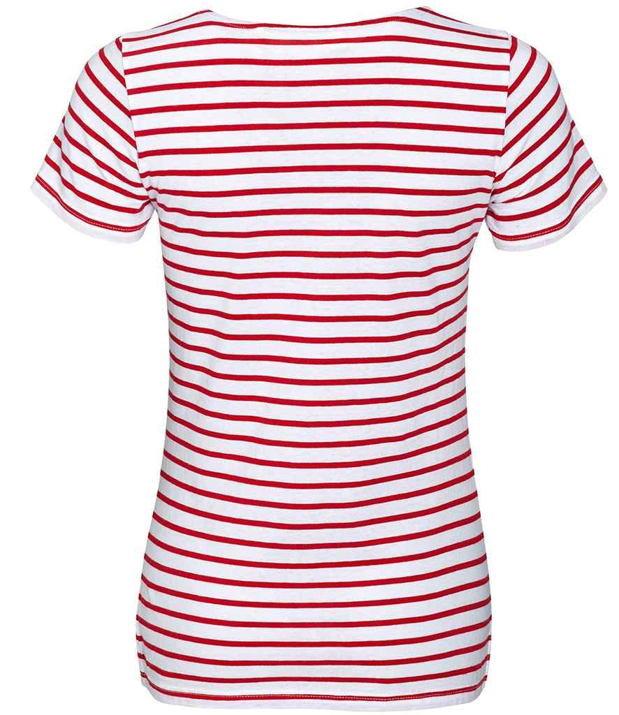 SOL'S Ladies Miles Striped T-Shirt | White/Red T-Shirt SOL'S style-01399 Schoolwear Centres