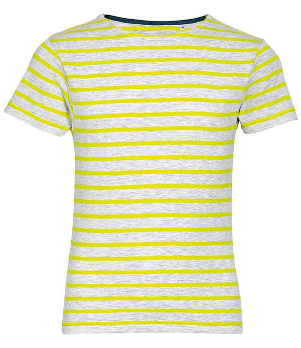 SOL'S Kids Miles Striped T-Shirt | Ash/Lemon T-Shirt SOL'S style-01400 Schoolwear Centres