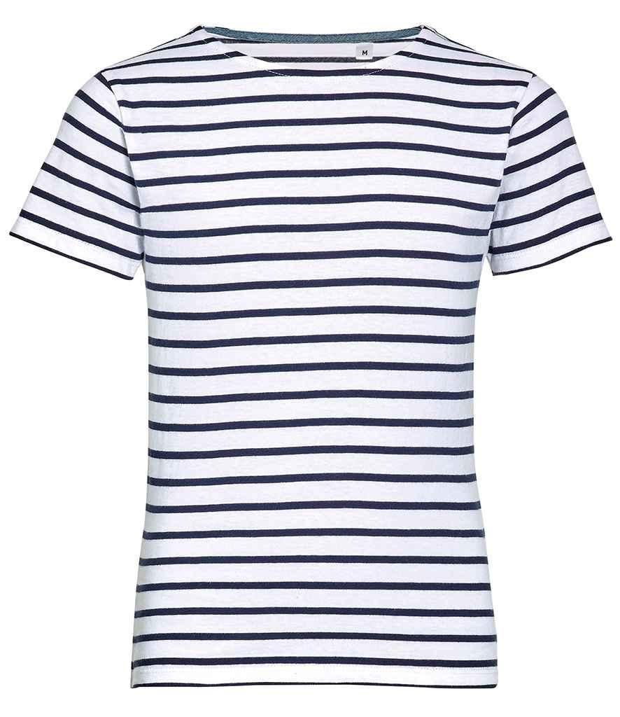 SOL'S Kids Miles Striped T-Shirt | White/Navy T-Shirt SOL'S style-01400 Schoolwear Centres