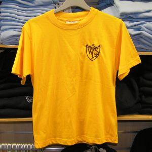 West Leigh Infants Gold (P E ) T-Shirt with School Logo T-Shirts School Uniform Centres West Leigh Junior School, West Leigh Pinafore, West Leigh Primary School, Westborough Academy, Westborough Primary, westcliff, Westcliff High, whatsapp, Whitmore Primary, Wickford C of E Schoolwear Centres